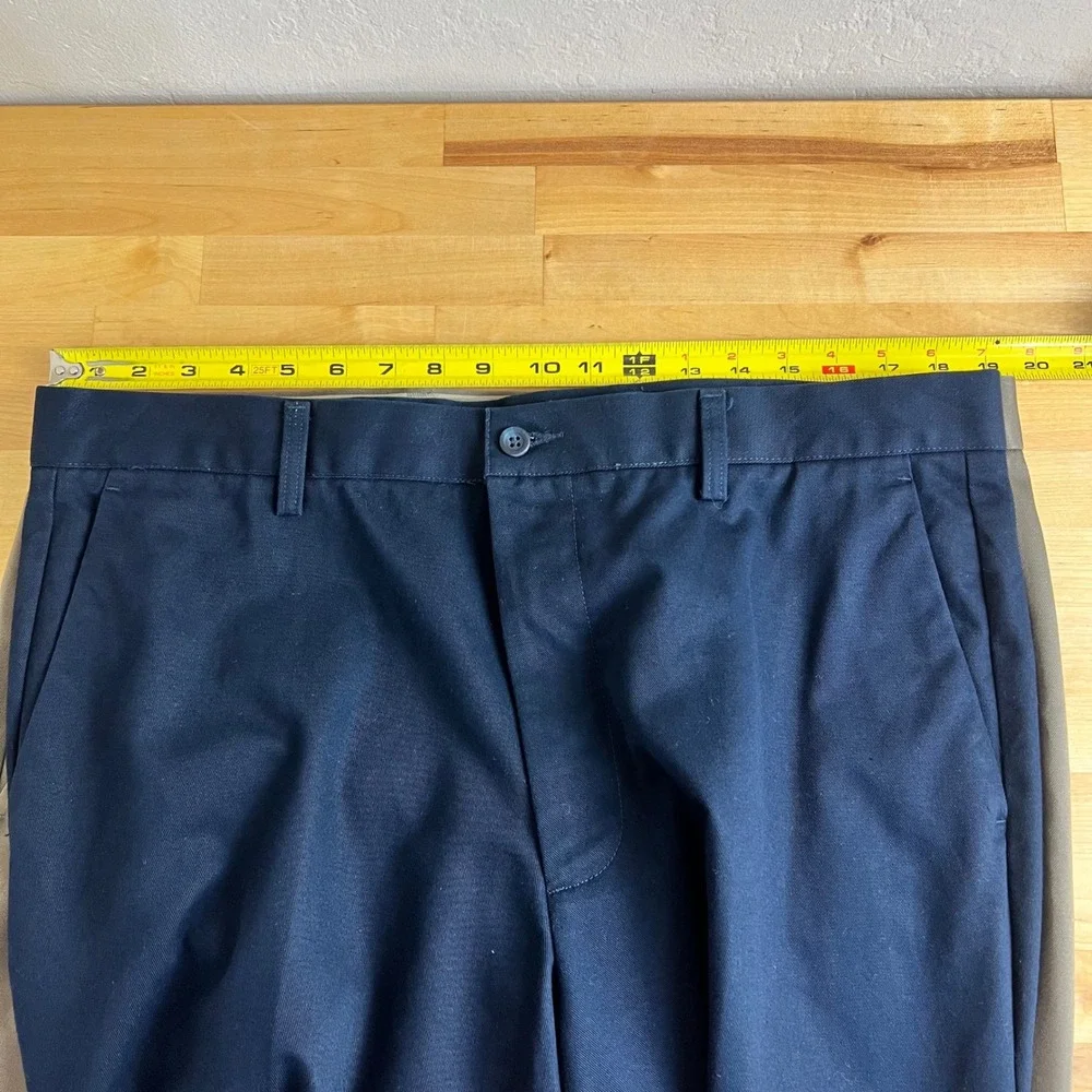 Dockers Chino Pants Flat Front Classic Fit Men Size 38x34 Navy Khaki Bundle (2)
